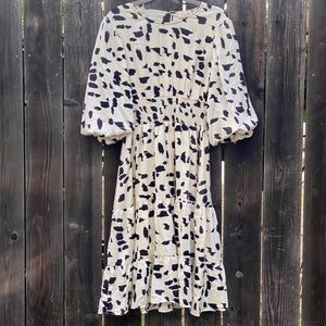 Orange Creek Black & White Print Midi Dress - Size Large